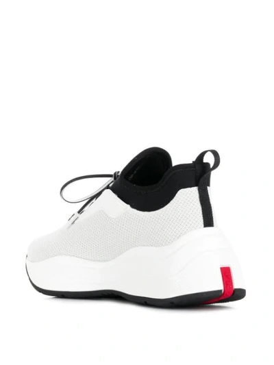 Shop Prada Platform Lace-up Sneakers - White