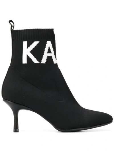 Shop Karl Lagerfeld Logo Socks Boots In Black