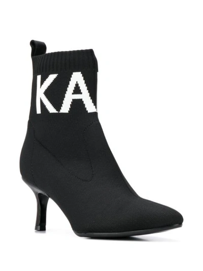 Shop Karl Lagerfeld Logo Socks Boots In Black