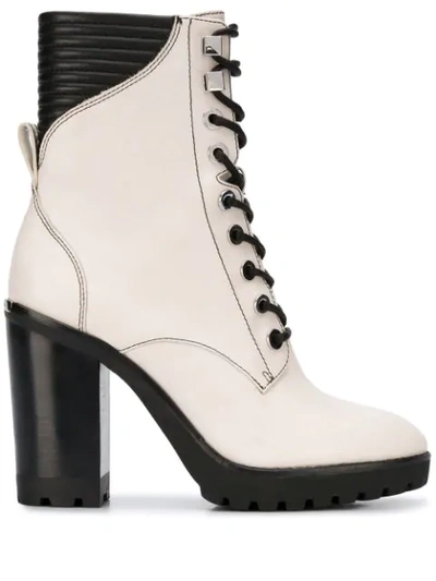 Shop Michael Michael Kors Lace-up High Heel Boots In Neutrals