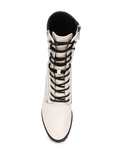 Shop Michael Michael Kors Lace-up High Heel Boots In Neutrals