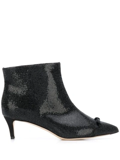 Shop Marco De Vincenzo Crystal Embellished Ankle Boots In Black