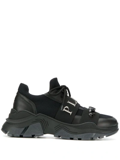 Shop Philipp Plein Crystal Running Sneakers In Black