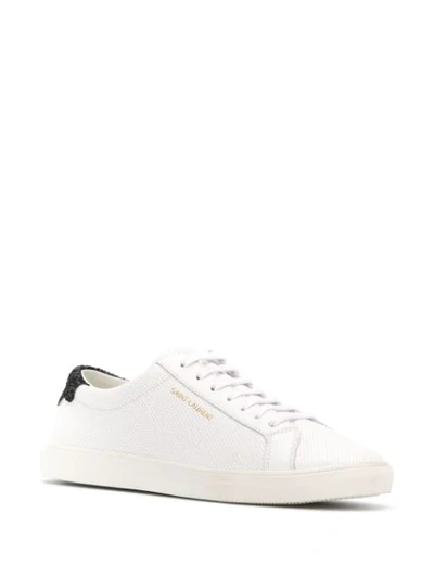 Shop Saint Laurent Andy Sequin Heel Sneakers In White