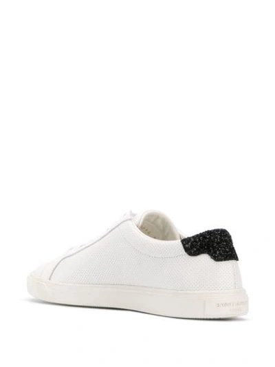 Shop Saint Laurent Andy Sequin Heel Sneakers In White