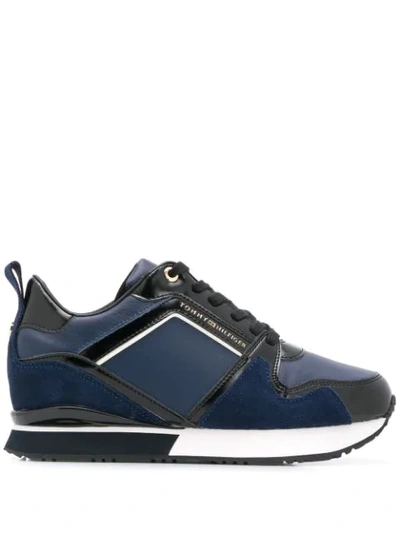 Shop Tommy Hilfiger Patent Wedge Sneakers In Blue