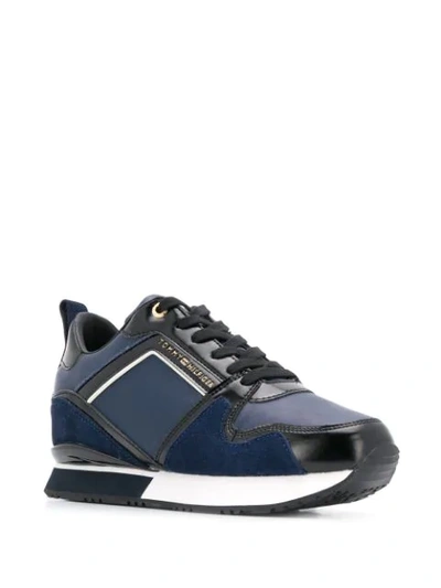Shop Tommy Hilfiger Patent Wedge Sneakers In Blue