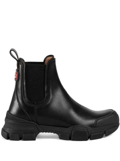 gucci women's black leather ankle boots