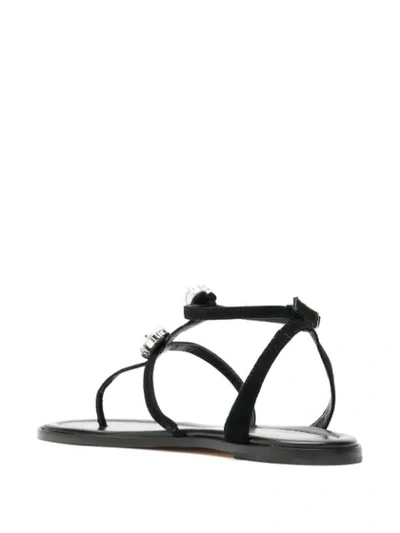 Shop Andrea Bogosian Leather Flat Sandals In Black