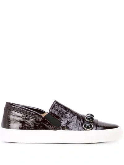Shop Alberto Fermani Studded Slip-on Sneakers In Black