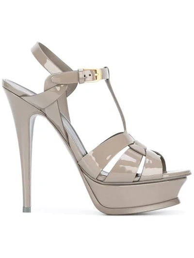 Shop Saint Laurent Classic Tribute 105 Sandals In Grey