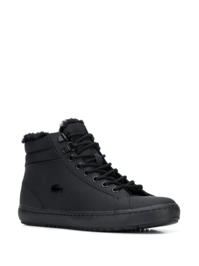 Shop Lacoste Logo High-top Sneakers In Black