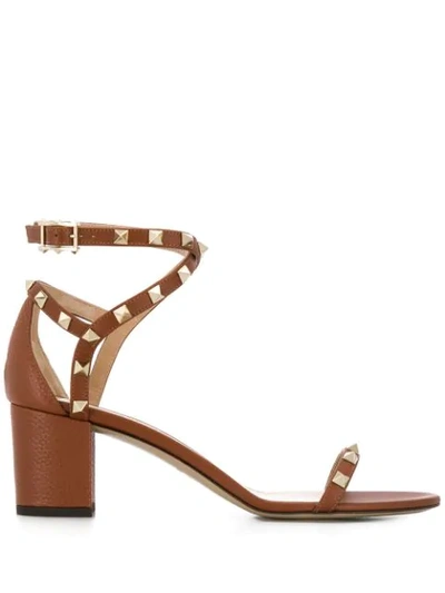 Shop Valentino Garavani Rockstud 65mm Sandals In Brown