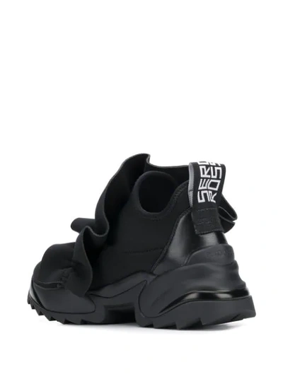 Shop Sergio Rossi Ruffle Detail Sneakers In Black