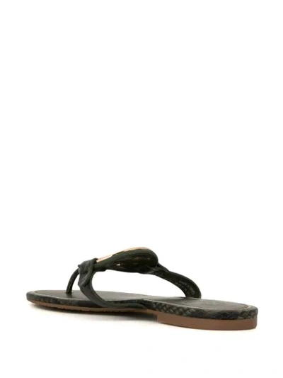 Shop Tory Burch Miller Leather Logo Sandals In Green