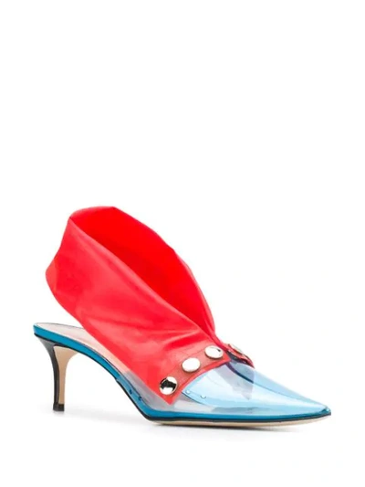 Shop Christopher Kane Latex Sling Back In 4378 Blue / Red