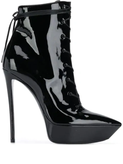Shop Saint Laurent Betty 110mm Ankle Boots In Black