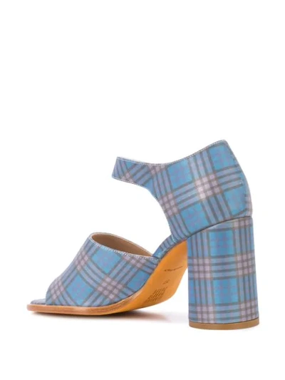 Shop Maryam Nassir Zadeh Chunky Plaid Sandals In Blue
