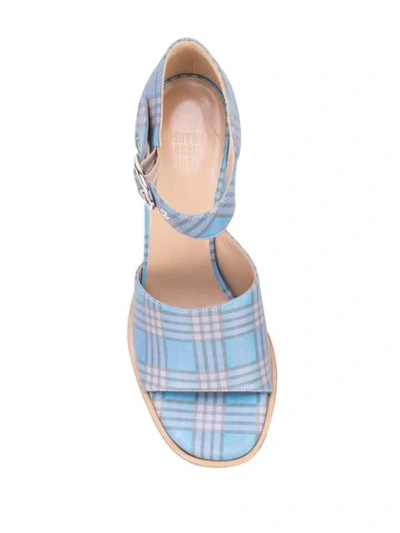 Shop Maryam Nassir Zadeh Chunky Plaid Sandals In Blue