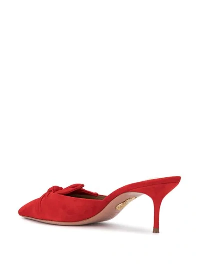 Shop Aquazzura 60mm Bow Tie Mules In Red