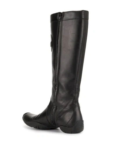 Pre-owned Dior Embossed Logo Knee-high Boots In Black