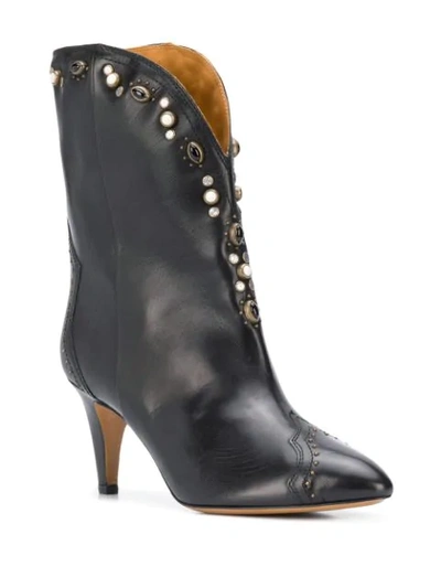 Shop Isabel Marant Dythey 75mm Embellished Ankle Boots In Black
