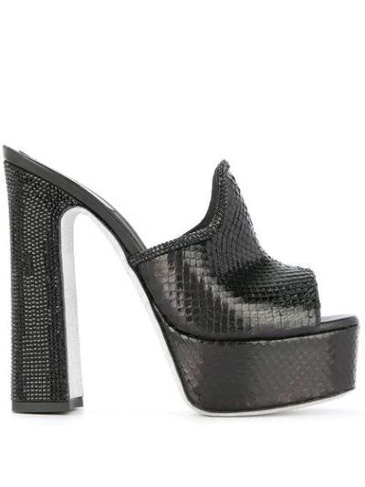 Shop René Caovilla Platform Heel Sandals In Black