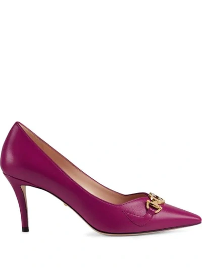 Shop Gucci Zumi Mid-heel Pumps In Purple