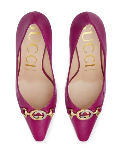 Shop Gucci Zumi Mid-heel Pumps In Purple