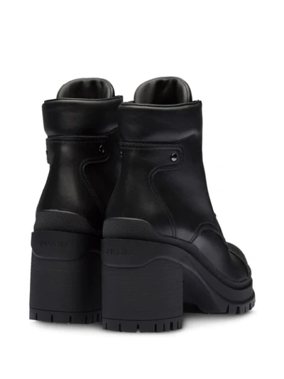 Shop Prada Lace-up Chunky Heel Ankle Boots In Black