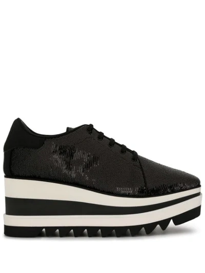 Shop Stella Mccartney Elyse Sequinned Platform Sneakers In Black