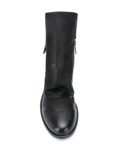 Shop Strategia Double Zip Low Heel Boots In Black