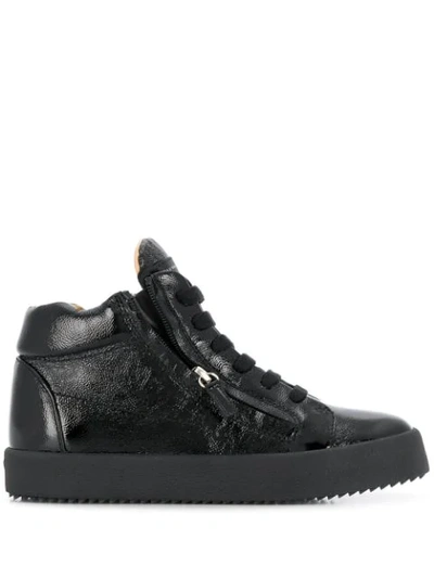 Giuseppe Zanotti Justy Patent Leather Sneakers In Black