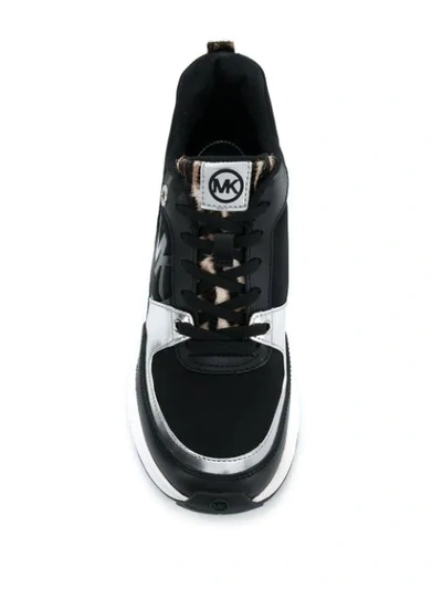 Shop Michael Michael Kors Panelled Wedge Sneakers In Black