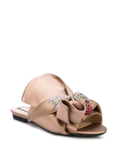 Shop N°21 Crystal Cherry Slide Mules In Brown