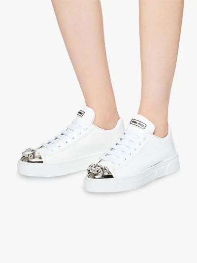 Shop Miu Miu Low-top Sneakers In White