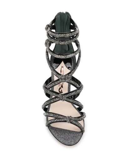 Shop Sophia Webster Glitter-detail Strappy Sandals In Black