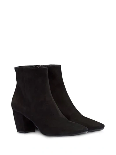 Shop Prada Chunky Heel Ankle Boots In Black