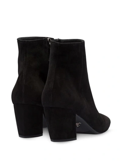 Shop Prada Chunky Heel Ankle Boots In Black