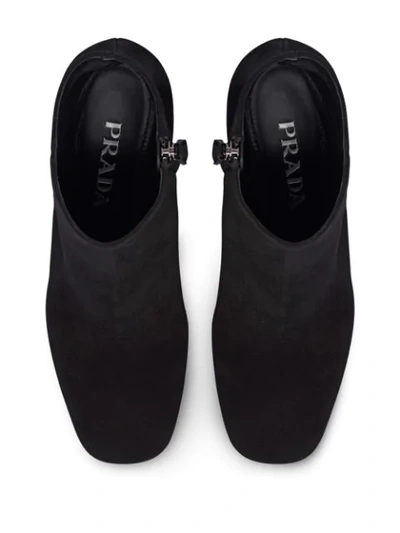 Shop Prada Chunky Heel Ankle Boots In Black