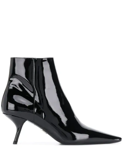 Shop Prada Sculpted Heel Ankle Boots In Black