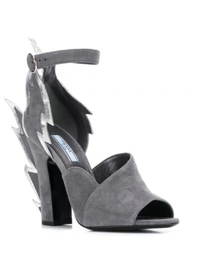 Shop Prada Thunderbolt Sandals In Grey