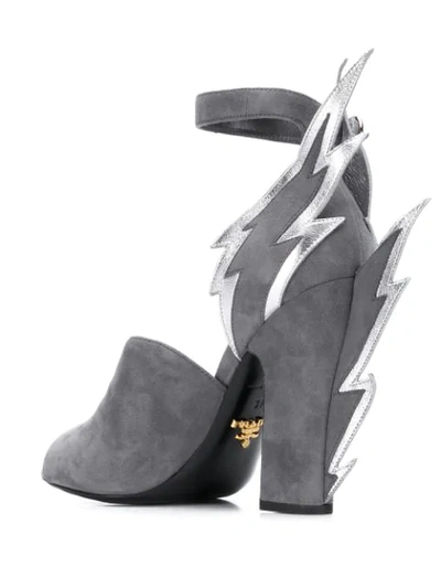 Shop Prada Thunderbolt Sandals In Grey