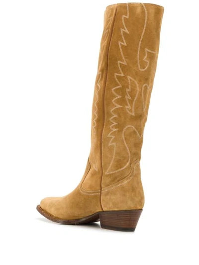 Shop Buttero Embroidered Knee-length Boots In Neutrals