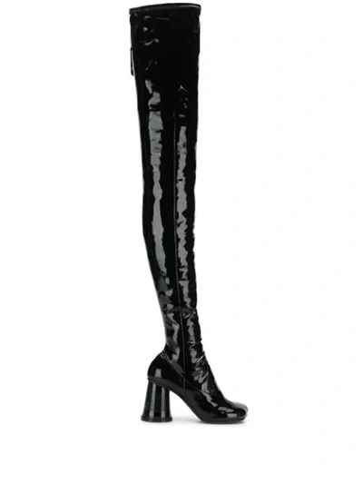 Shop Mm6 Maison Margiela Cup Heel Over The Knee Boots In T8013  Black