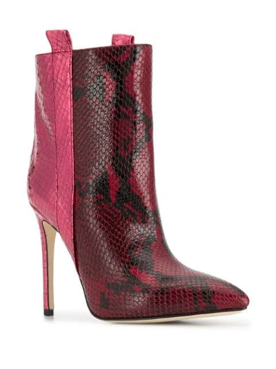 Shop Paris Texas Snakeskin Effect Boots In Burgundy