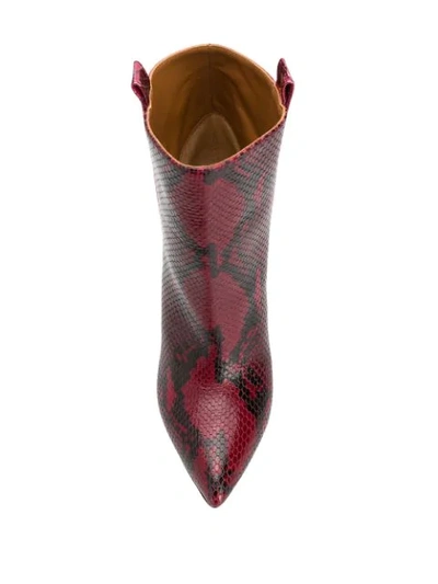 Shop Paris Texas Snakeskin Effect Boots In Burgundy