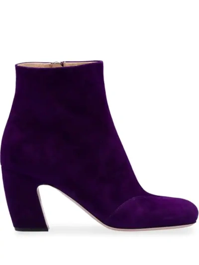 Shop Miu Miu Suede Booties In Purple