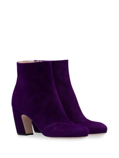 Shop Miu Miu Suede Booties In Purple