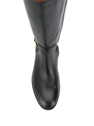 Shop Lauren Ralph Lauren Two Tone Knee-height Boots In Black